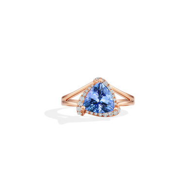 Trilliant-Cut Tanzanite Diamond Ring in 10k Rose Gold